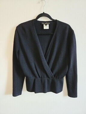 ST. JOHN I VTG M Wrap Knit Sweater I black